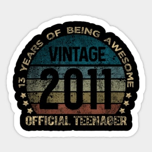 Official Teenager 13th Birthday 13 Year Old Vintage Sticker